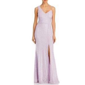 Aqua Lavender Sequined Asymmetrical Maxi Gown Sz 4 NWT